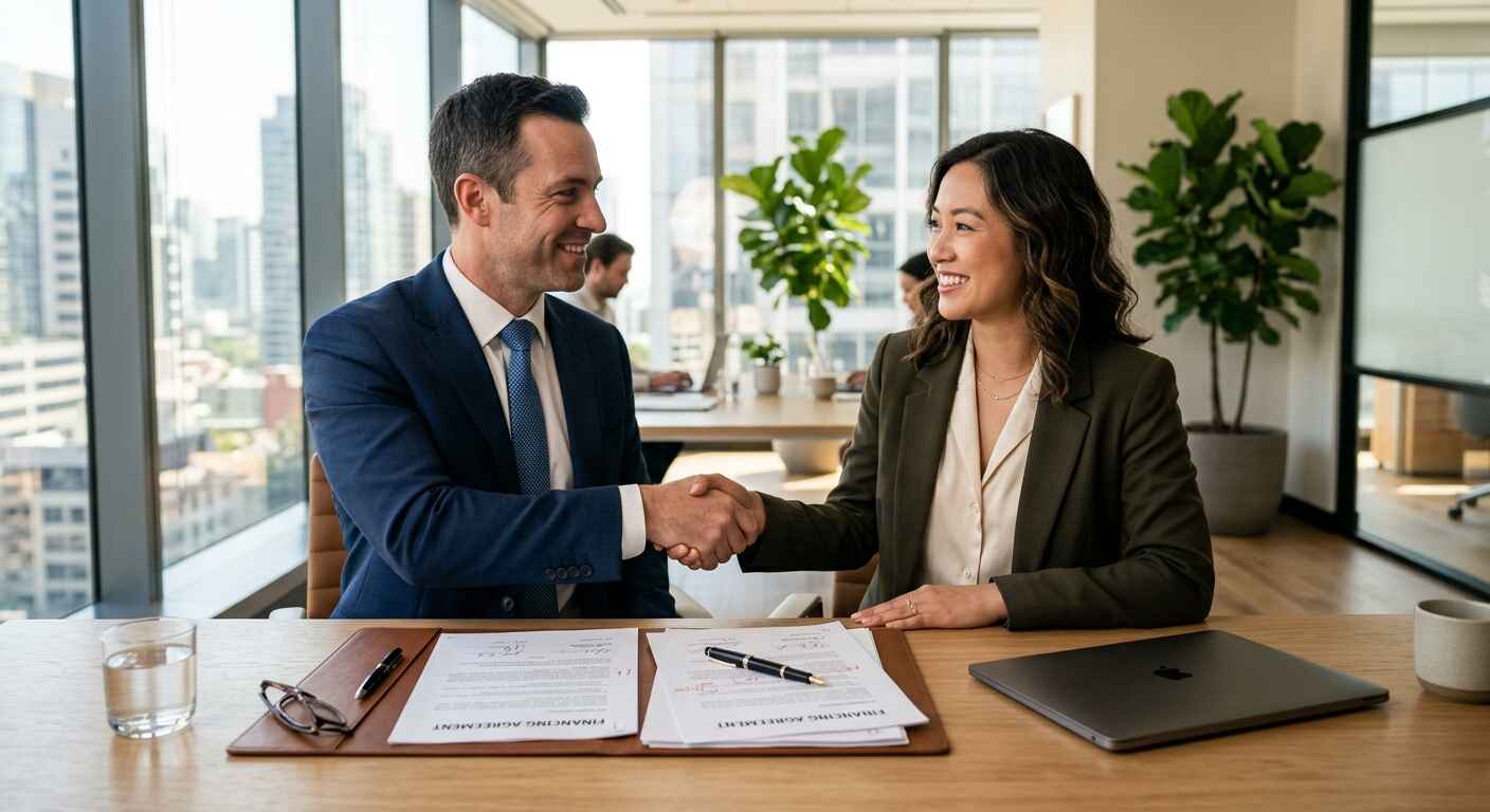 Conseillers finalisant un dossier de financement de formation